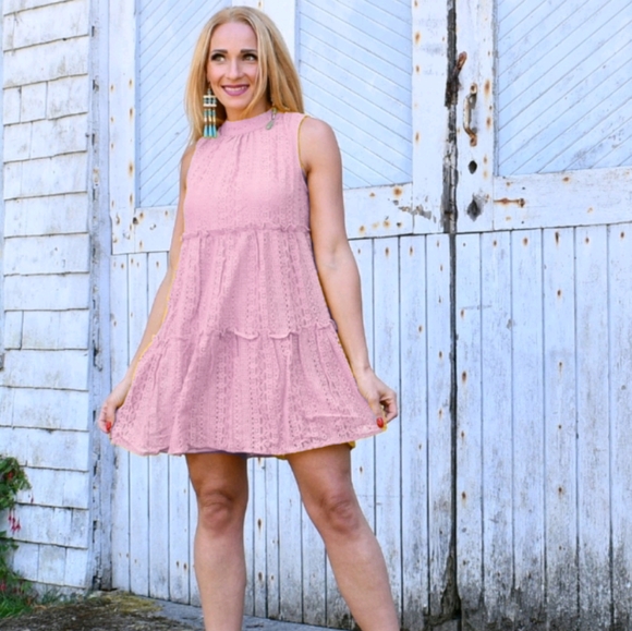 Sweet as Ever Pink BabyDoll Lace Dress - Picture 2 of 5